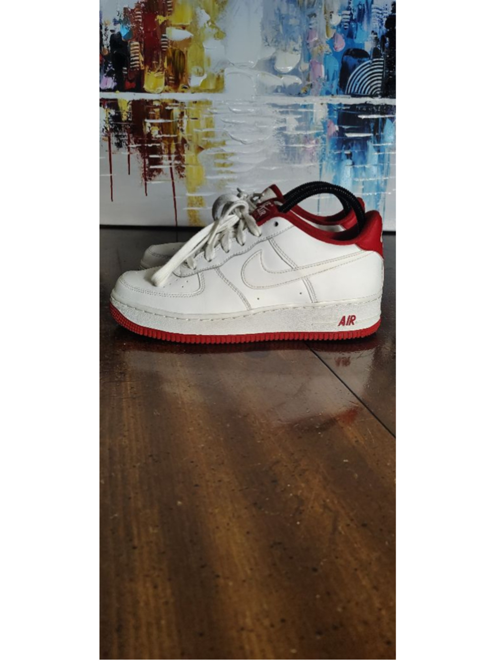 Nike Air Force 1 Low Kids Size 7Y White Red Sneakers CD6915-101